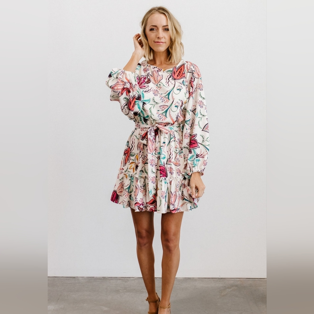 Baltic Born Floral Mini Dress - Pink and Green